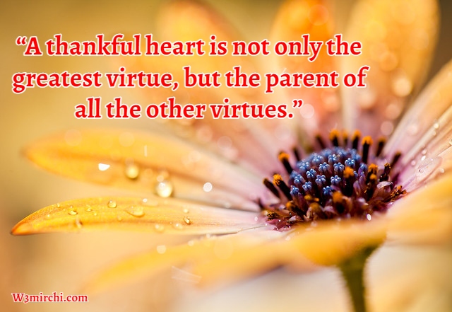 “A thankful heart is not only the greatest virtue,