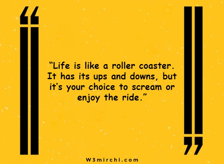 “Life is like a roller coaster. It has its