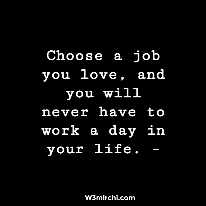Choose a job you love, and you will