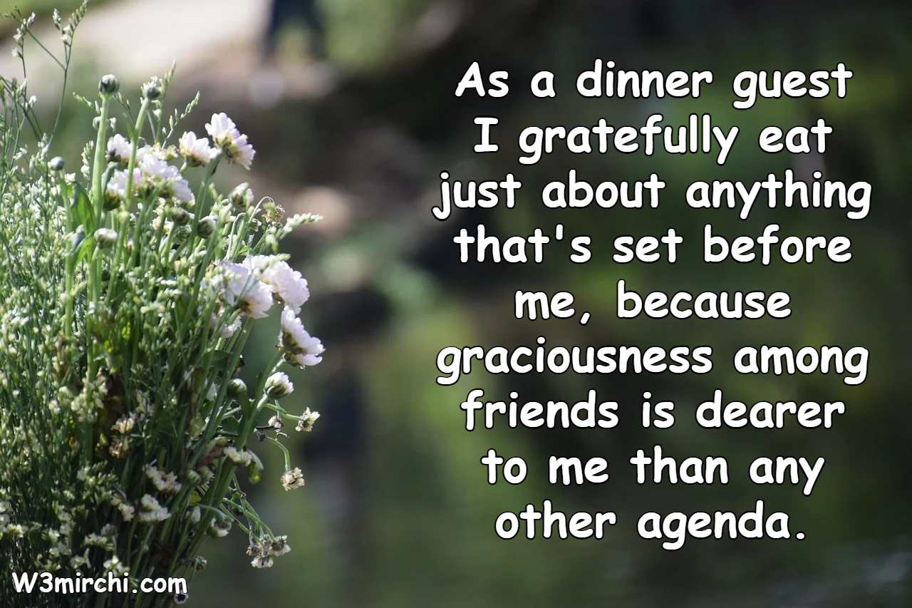 As a dinner guest I gratefully eat