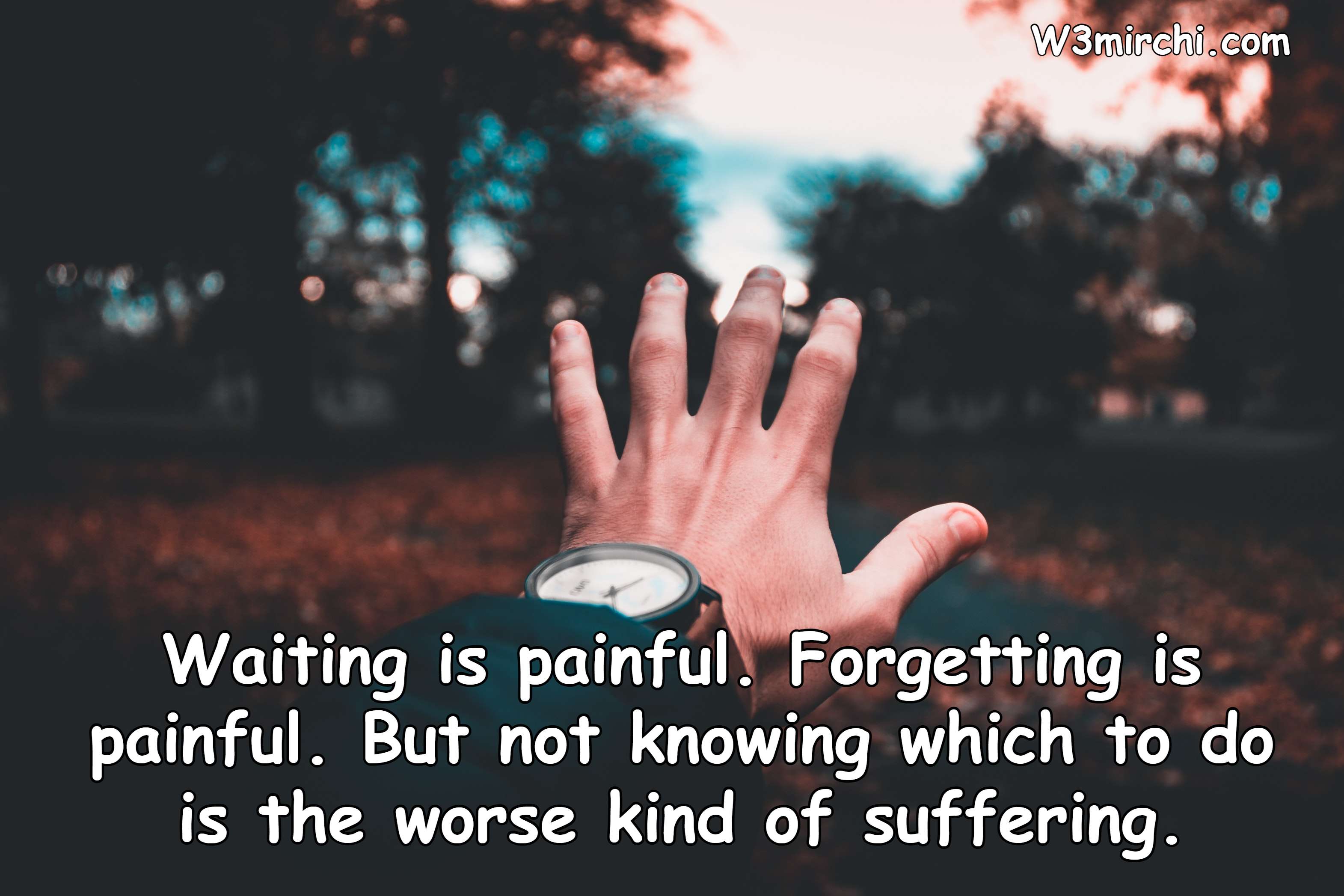 Waiting is painful. Forgetting is painful.