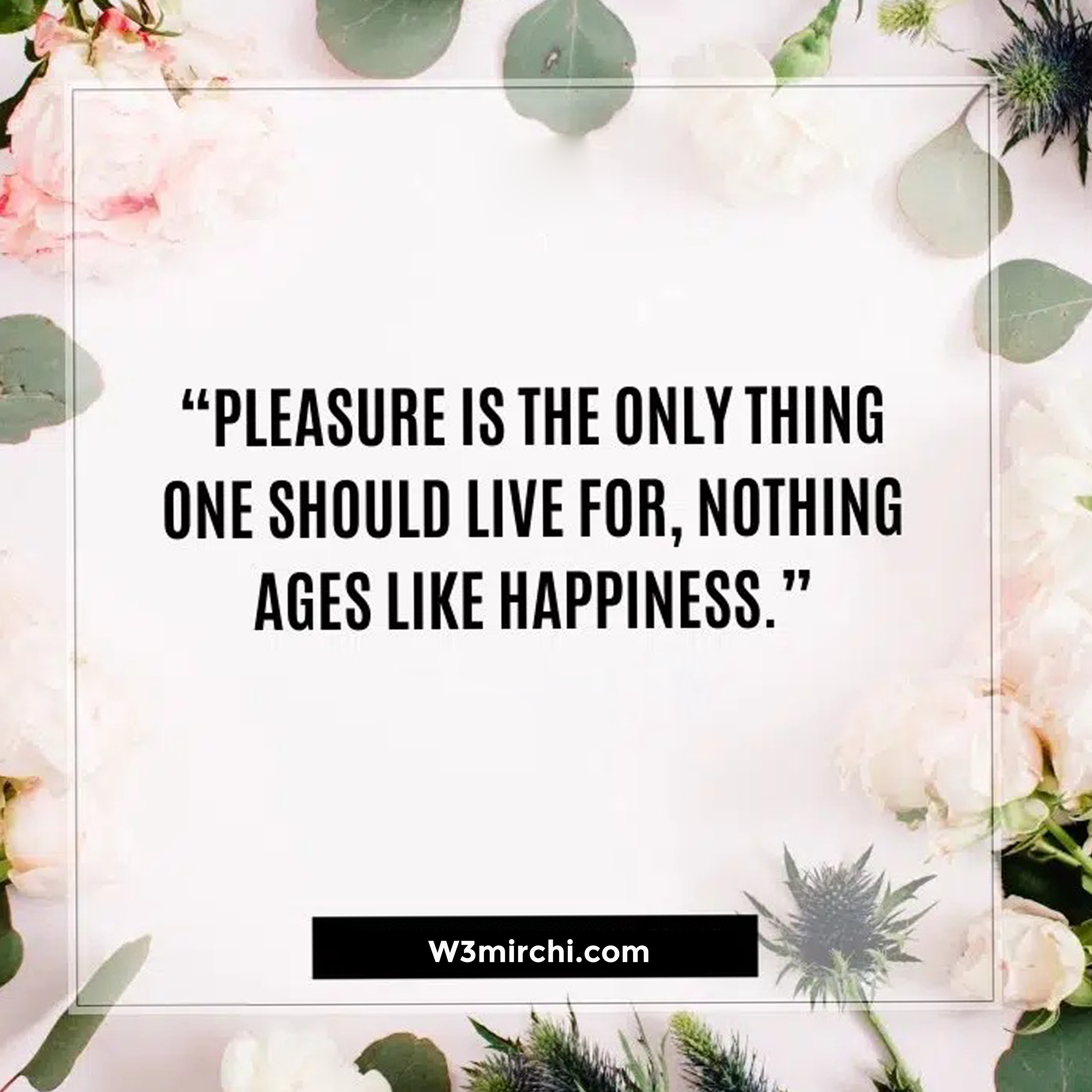 “Pleasure is the only thing one should live